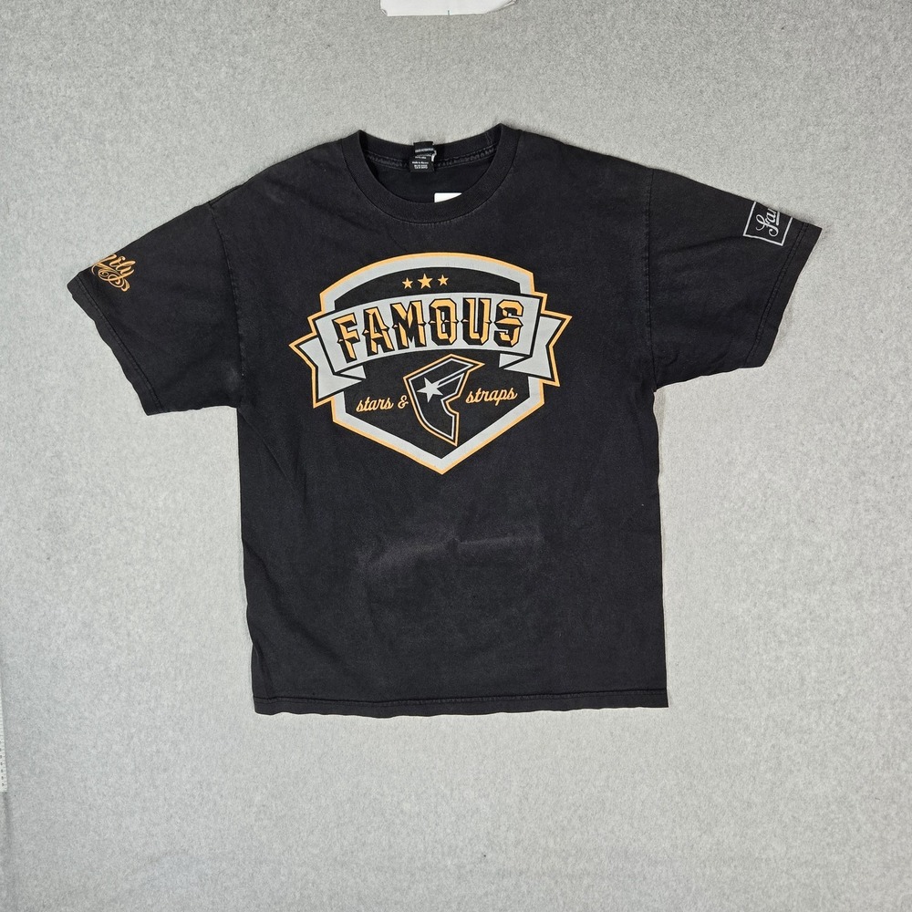 VINTAGE Famous Stars And Straps Men Shirt L Black Y2K Grunge